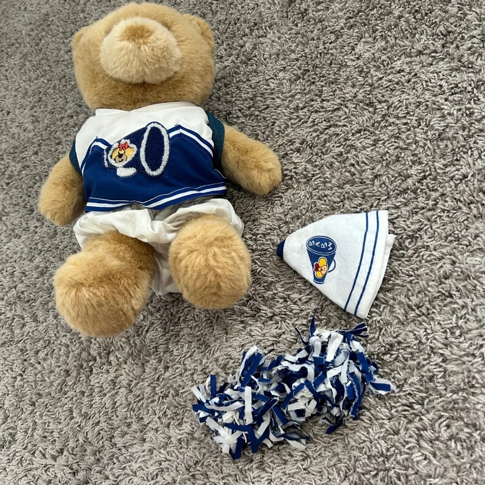 Vintage Build a Bear Teddy Bear Cheerleader Outfit Denim Backpack‎